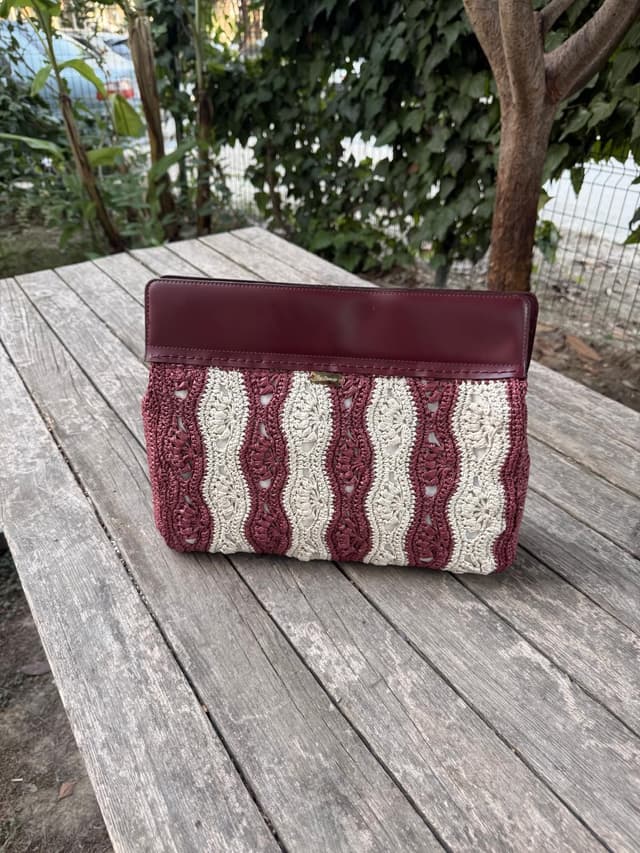 Burgundy Lace Clutch