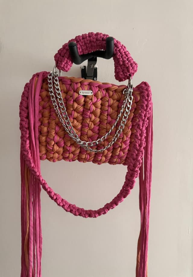 Pembe Turuncu Püsküllü Çanta